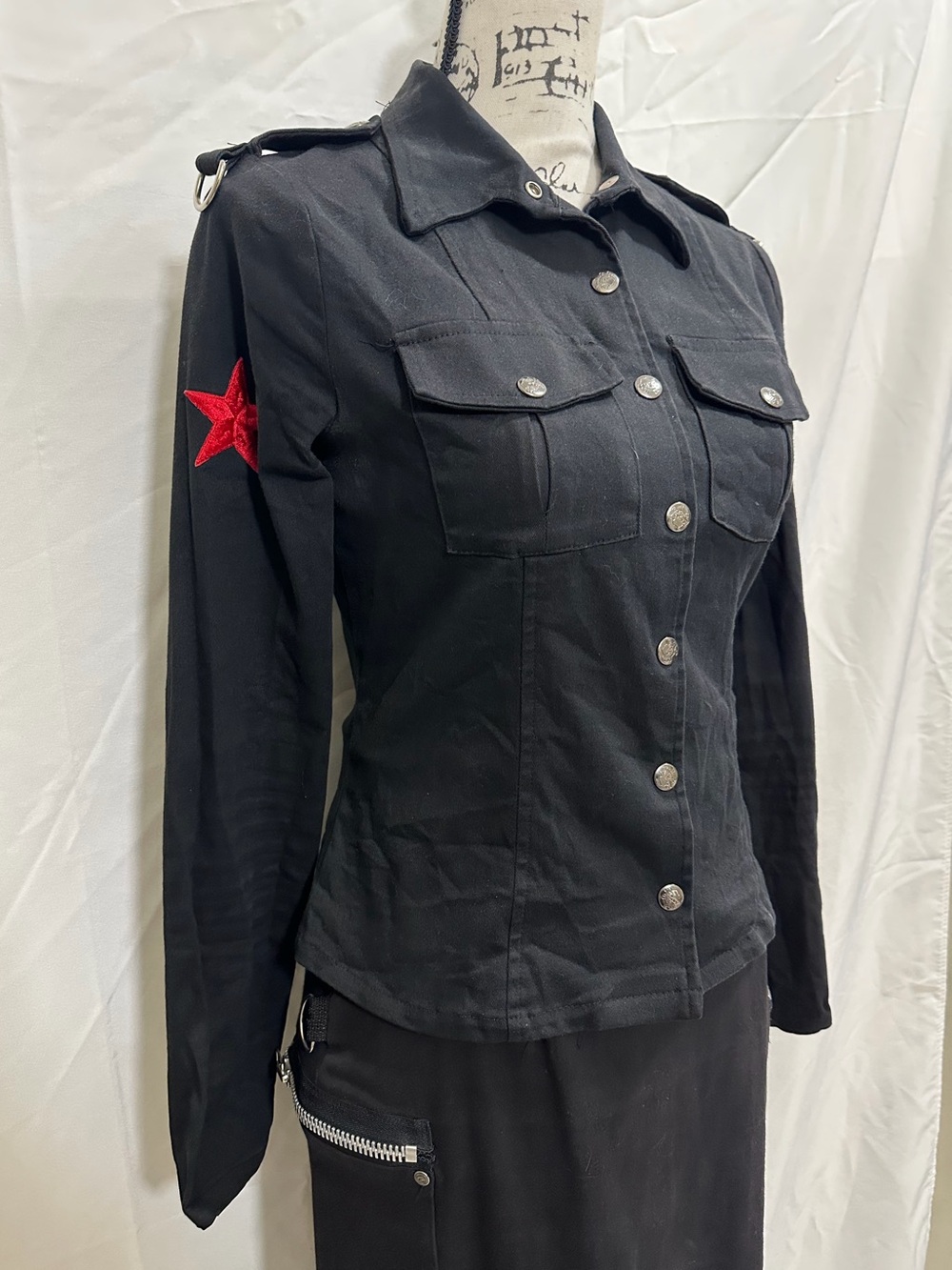 Vintage Lip Service Hot Topic Military Style Button Up Jacket Top sz M - Picture 2 of 11